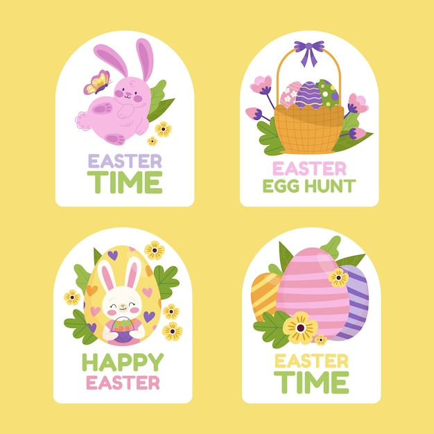 Free vector flat labels collection for easter celebration