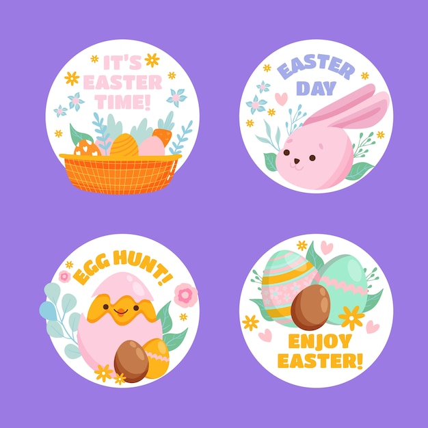 Free vector flat labels collection for easter celebration