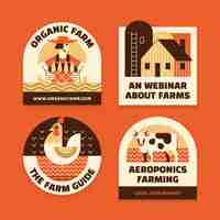 Free vector flat labels collection for farming and cultivation