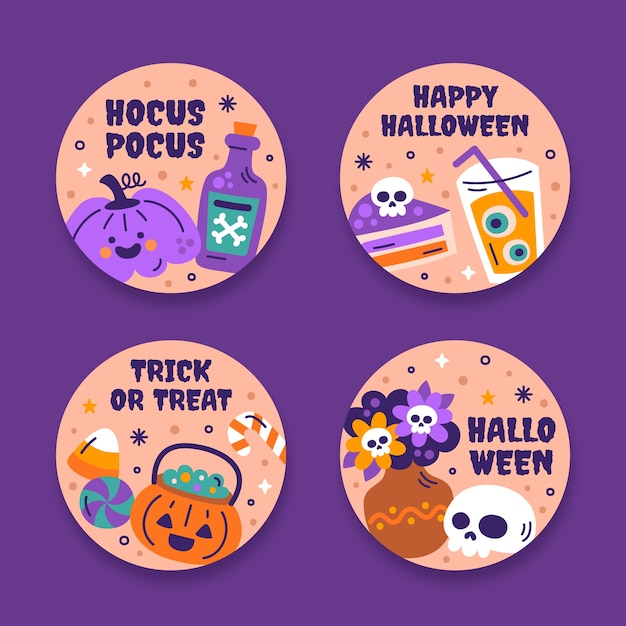 Flat labels collection for halloween celebration