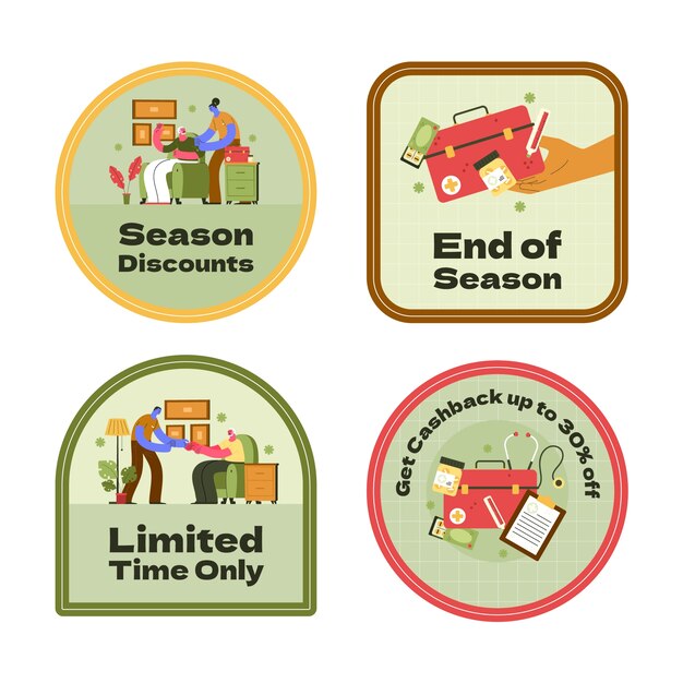 Flat labels collection for home nursing for elders