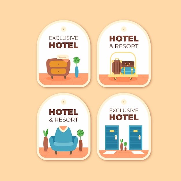 Free vector flat labels collection for hotel accommodation