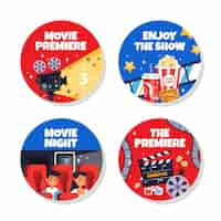 Free vector flat labels collection for movie premiere event