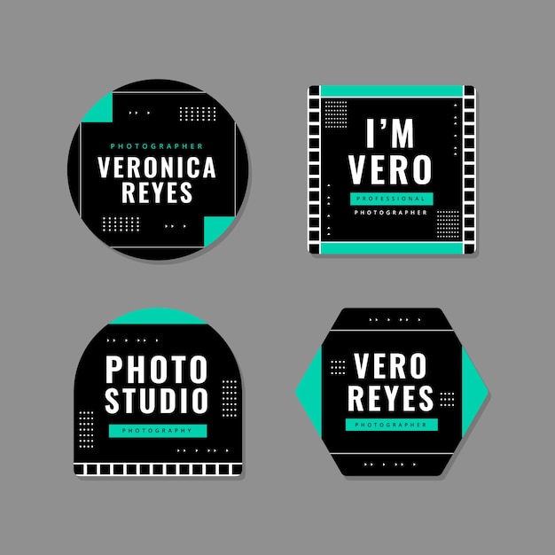 Free vector flat labels collection for photographer career