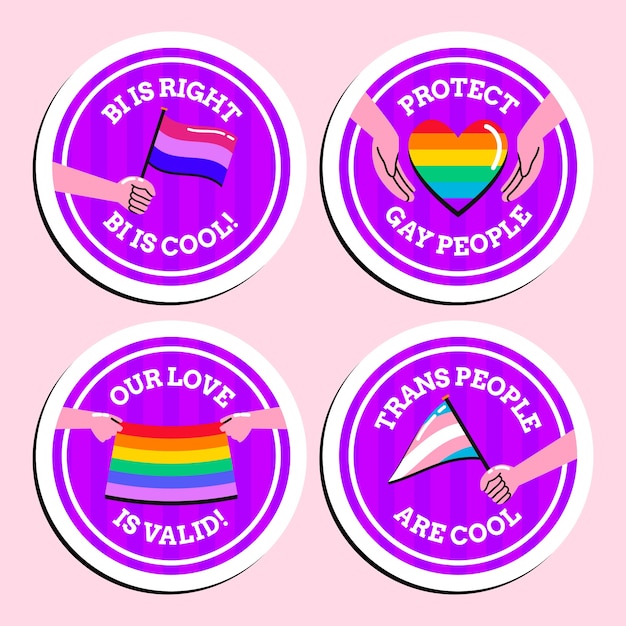 Flat labels collection for pride month celebration