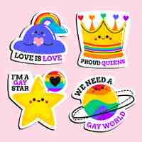 Free vector flat labels collection for pride month celebration