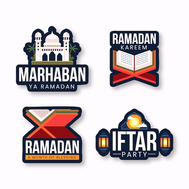 Free vector flat labels collection for ramadan celebration
