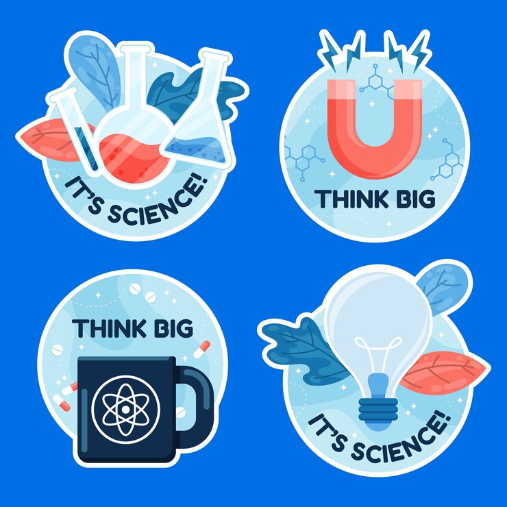 Free Vector flat labels collection for science research