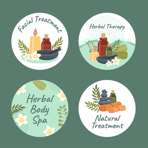 Free vector flat labels collection for spa and self-care