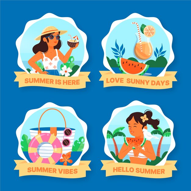 Flat labels collection for summertime