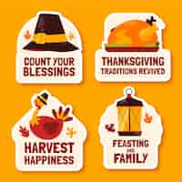 Free vector flat labels collection for thanksgiving celebration