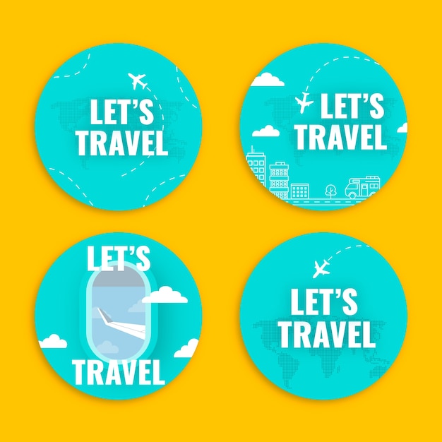 Free vector flat labels collection for travel agency