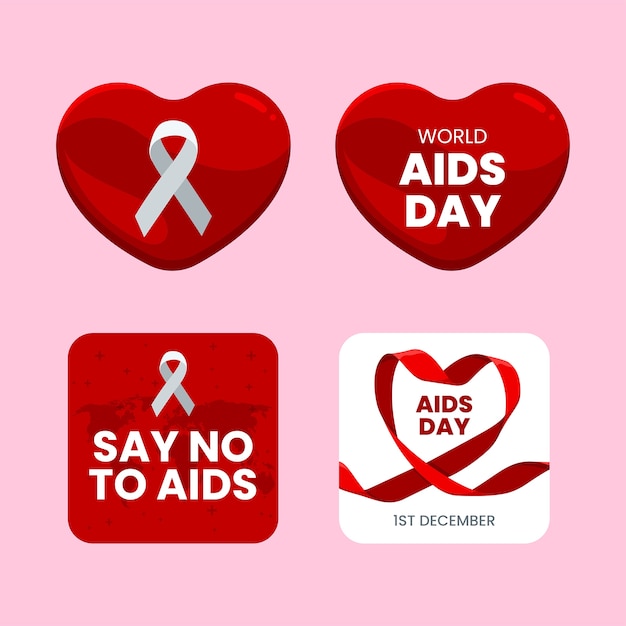 Free vector flat labels collection for world aids day