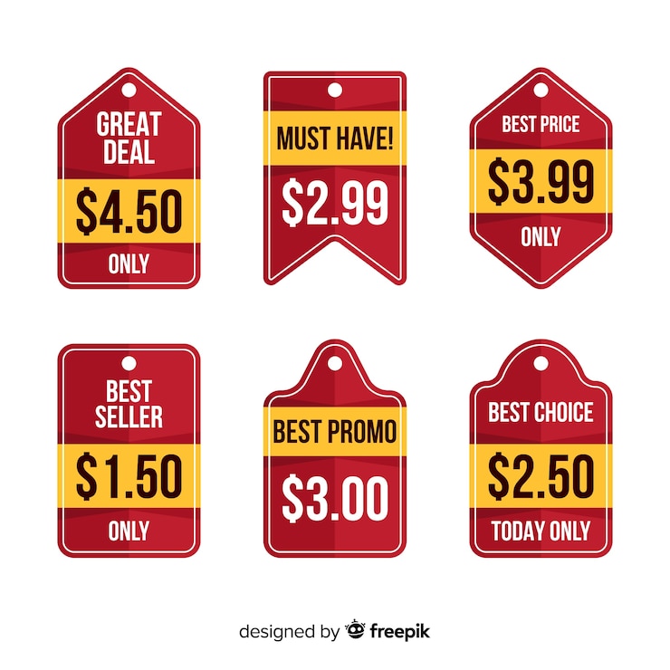 Free Vector flat labels price list collection