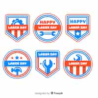 Free vector flat labor day badge collection