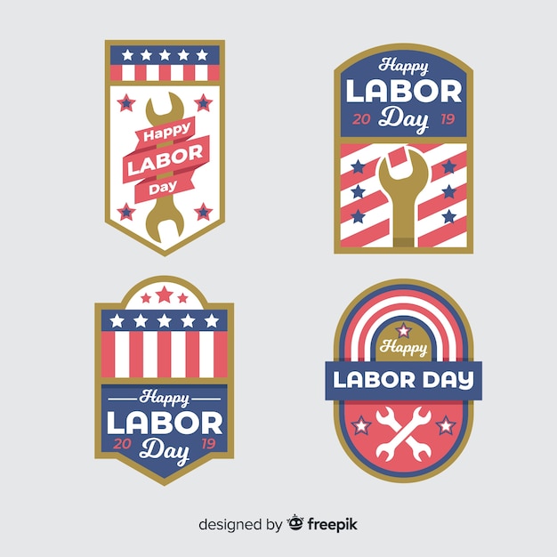 Free vector flat labor day badge collection