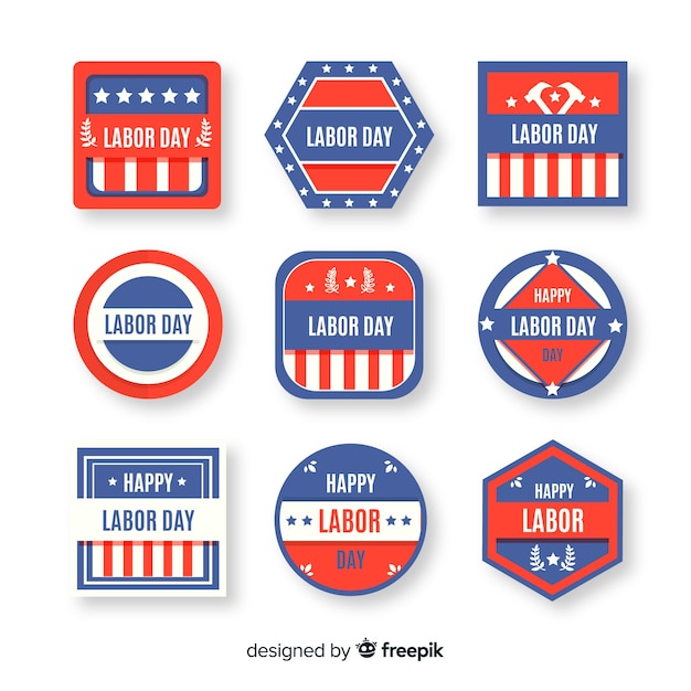 Flat labor day badge collection