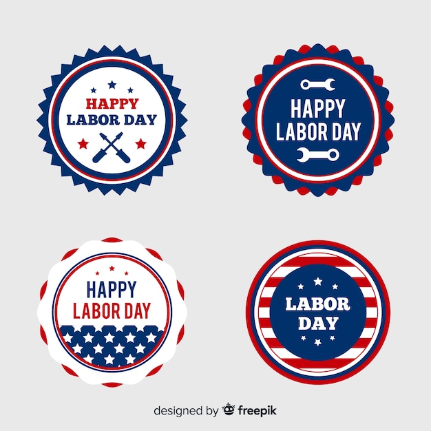 Free vector flat labor day badge collection