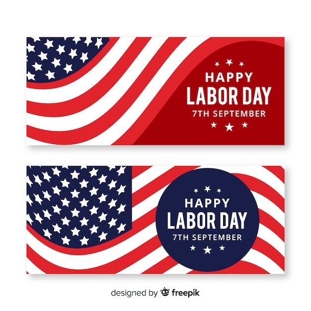 Flat labor day banner templates