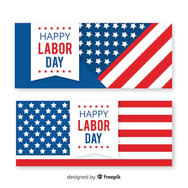 Flat labor day banner templates