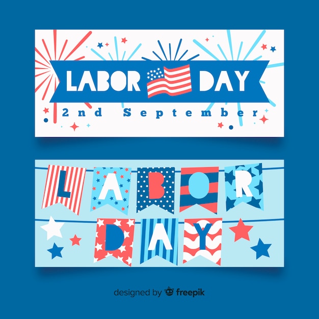 Free vector flat labor day banners template