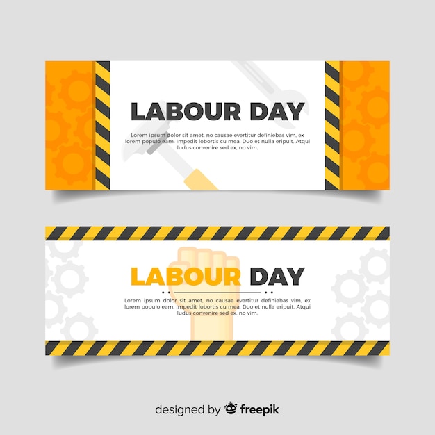 Flat labor day banners