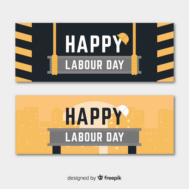 Flat labor day banners