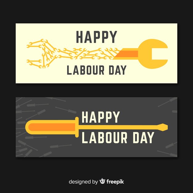 Flat labor day banners