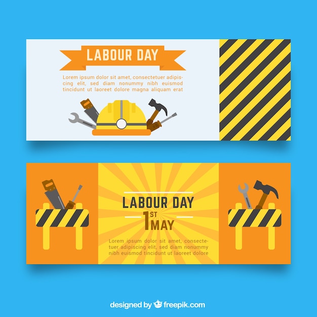 Flat labor day banners