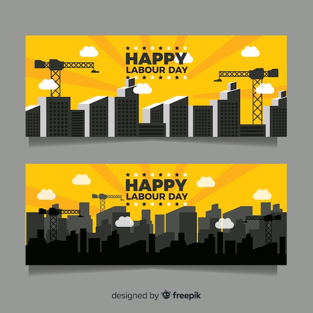 Free vector flat labor day banners