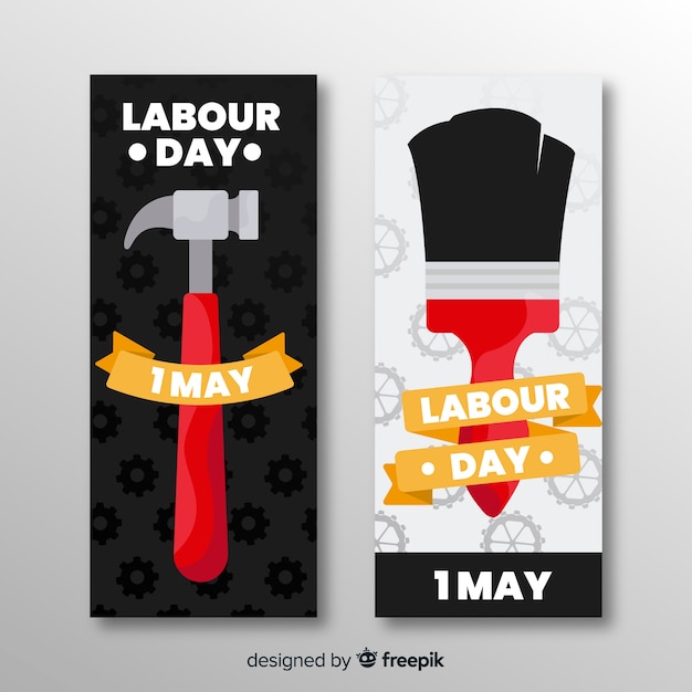 Flat labor day banners