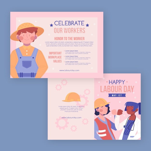 Free vector flat labor day brochure template