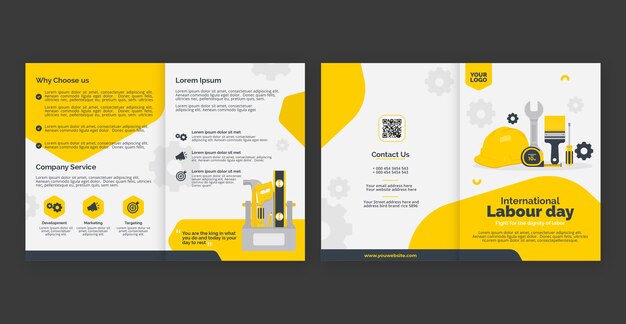 Flat labor day brochure template