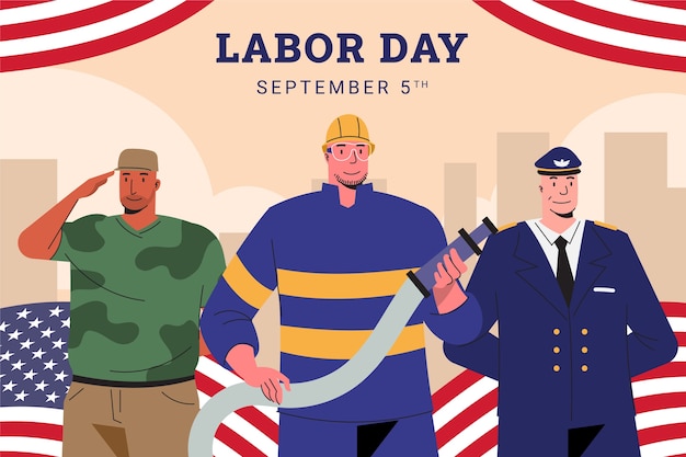 Flat labor day illustration