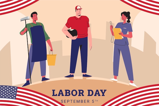 Flat labor day illustration