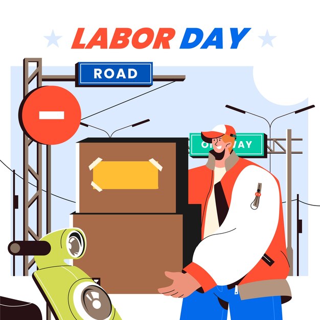 Flat labor day illustration