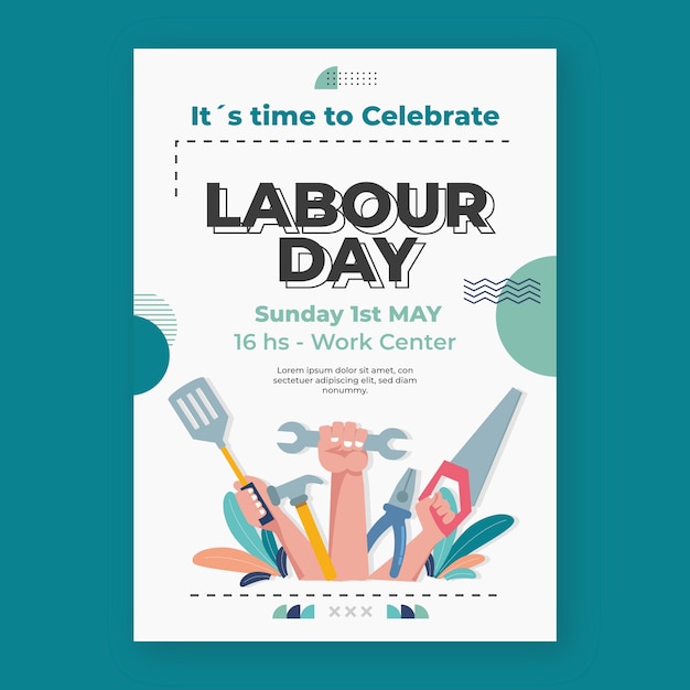 Free vector flat labor day invitation template