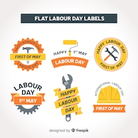 Flat labor day label collection