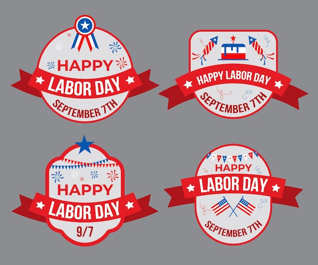 Free vector flat labor day labels collection