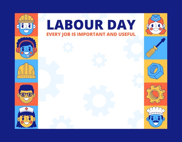 Free vector flat labor day photocall template