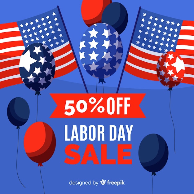 Flat labor day sale background