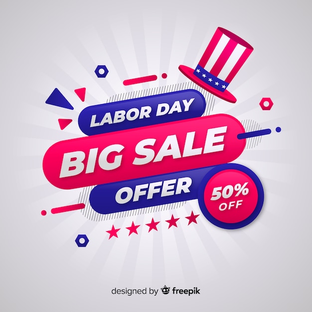 Flat labor day sale background