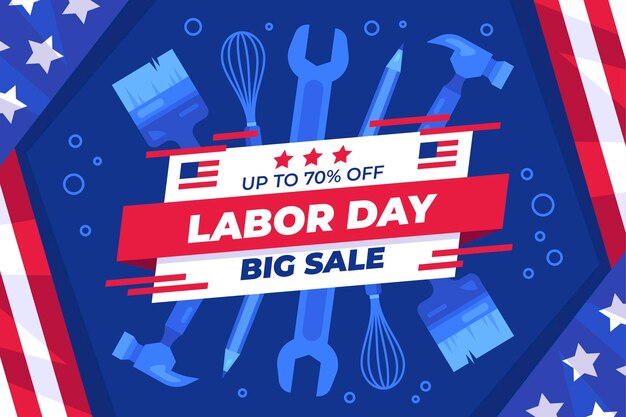 Flat labor day sale illustration