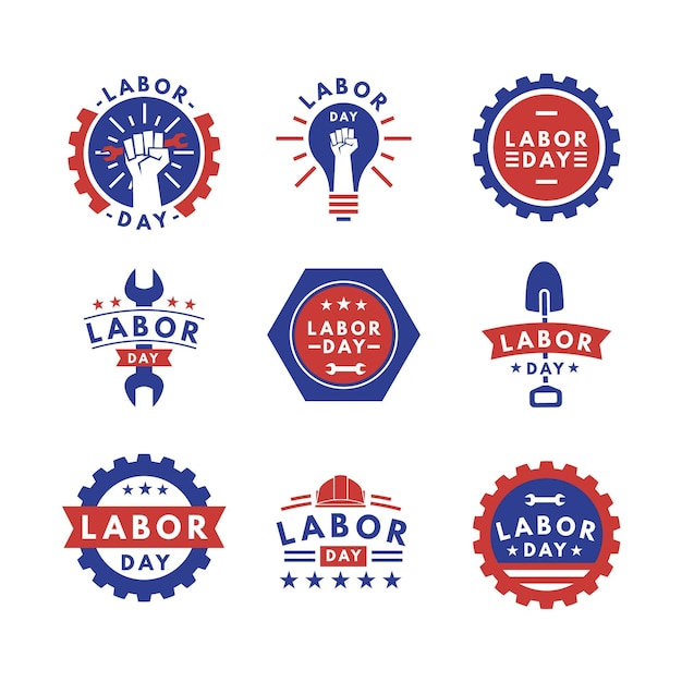 Free vector flat labor day usa label collection