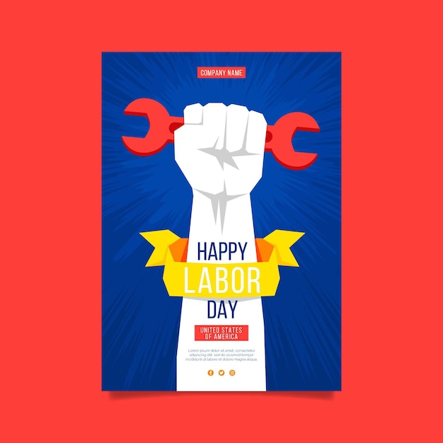 Free vector flat labor day vertical flyer template