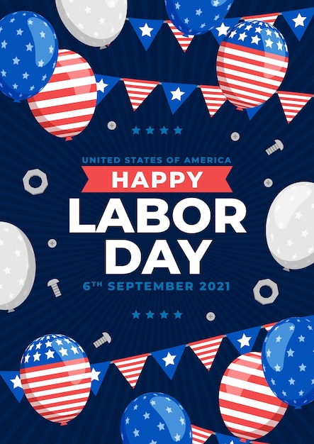 Flat labor day vertical poster template