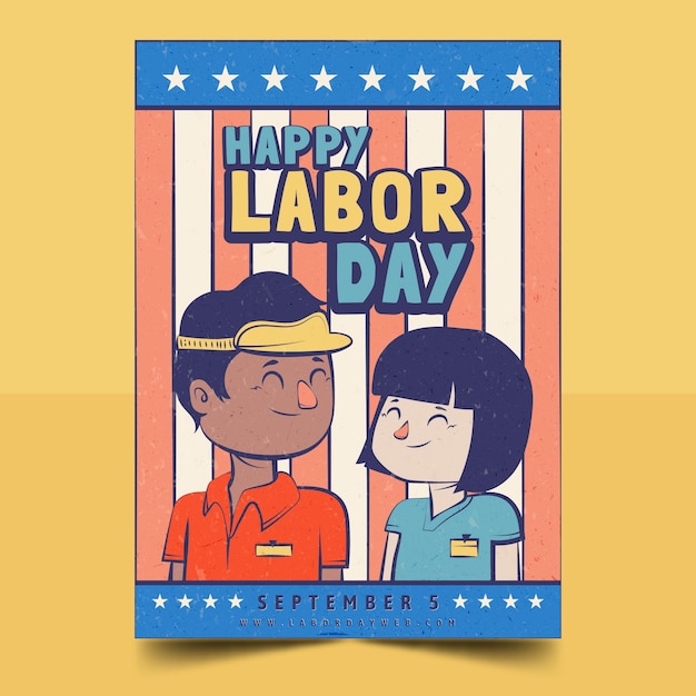 Free vector flat labor day vertical poster template