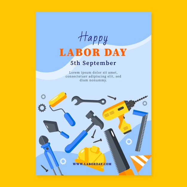 Flat labor day vertical poster template