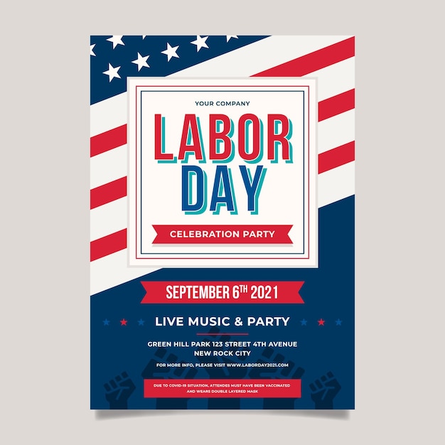 Flat labor day vertical poster template