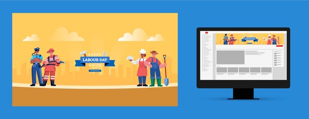 Free vector flat labor day youtube channel art